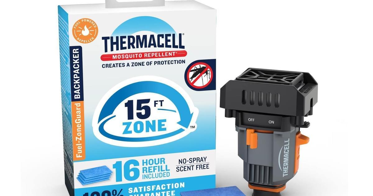 Thermacell Backpacker repeller attached to camping fuel